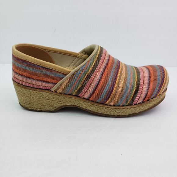 Dansko Vegan Womens Size EU 36 US 5.5-6 Striped Multi Slip On Work Clog Shoes - Picture 3 of 13